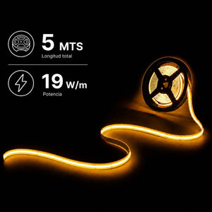 Tira LED COB 24V DC - RGBWW - 19W/m - 12mm - IP20 - Rollo de 5 metros - Corte 33mm - Barcelona Led-