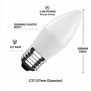 Bombilla vela LED E27 C37 4.5W — Opal | Disponible en luz cálida, neutra y fría (3)