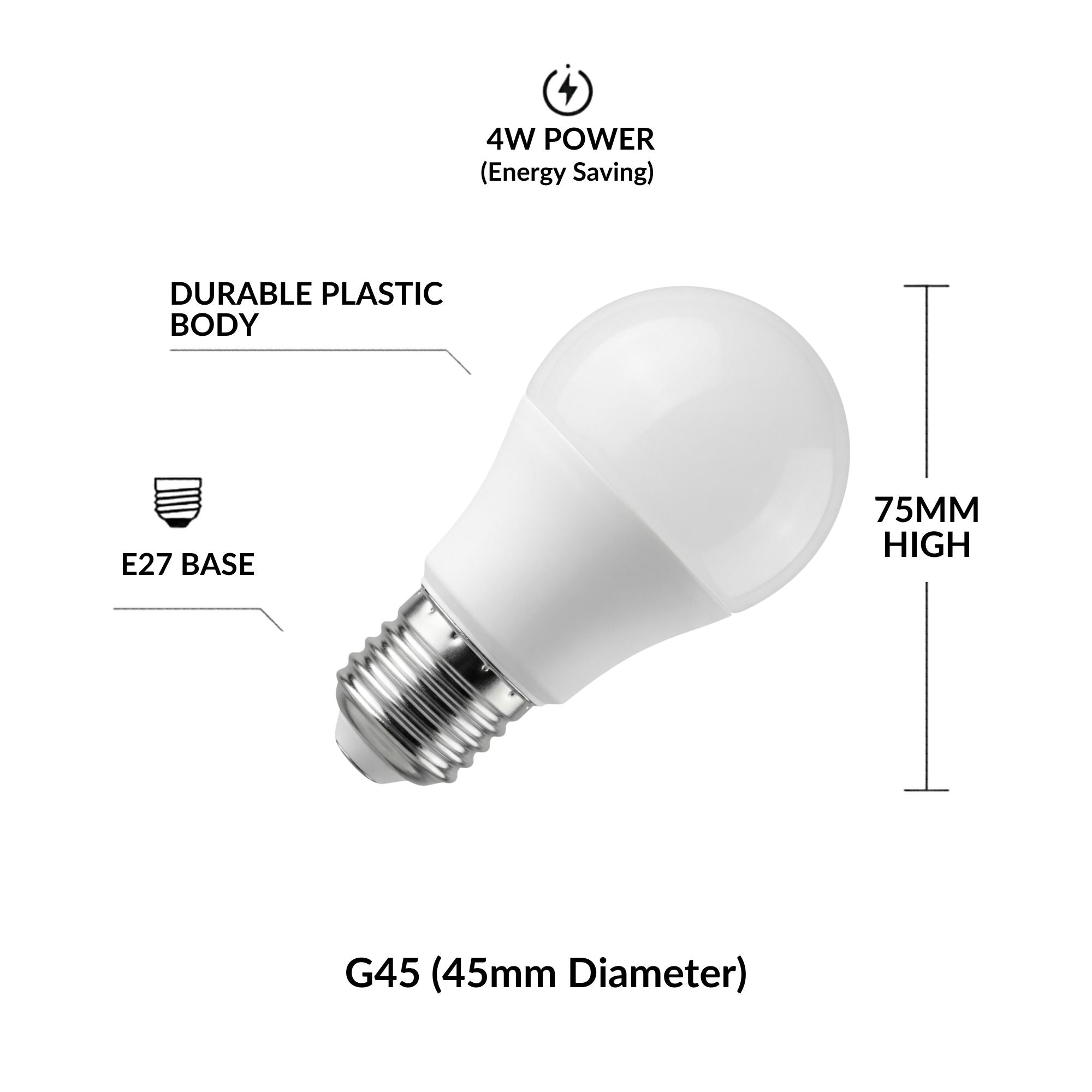 Bombilla LED E27 G45 esférica - 4W (1)
