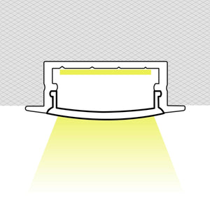 Perfil tira LED empotrable con difusor - 28x10mm - Tira LED ≤15mm - 2 metros - 0,6mm - Barcelona Led-Accesorios