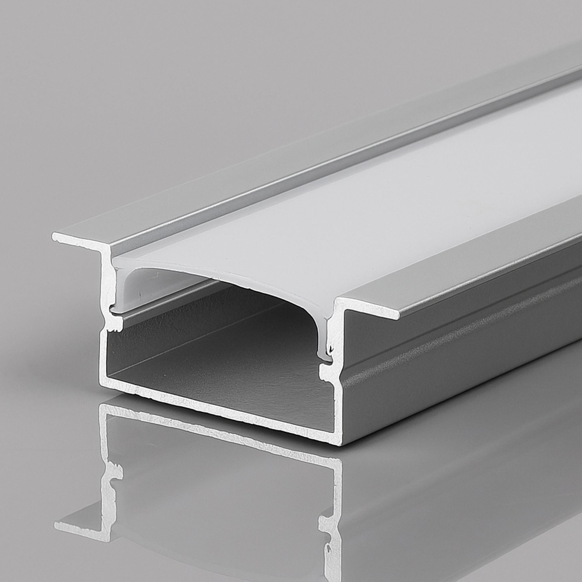 Perfil tira LED empotrable con difusor - 28x10mm - Tira LED ≤15mm - 2 metros - 0,6mm