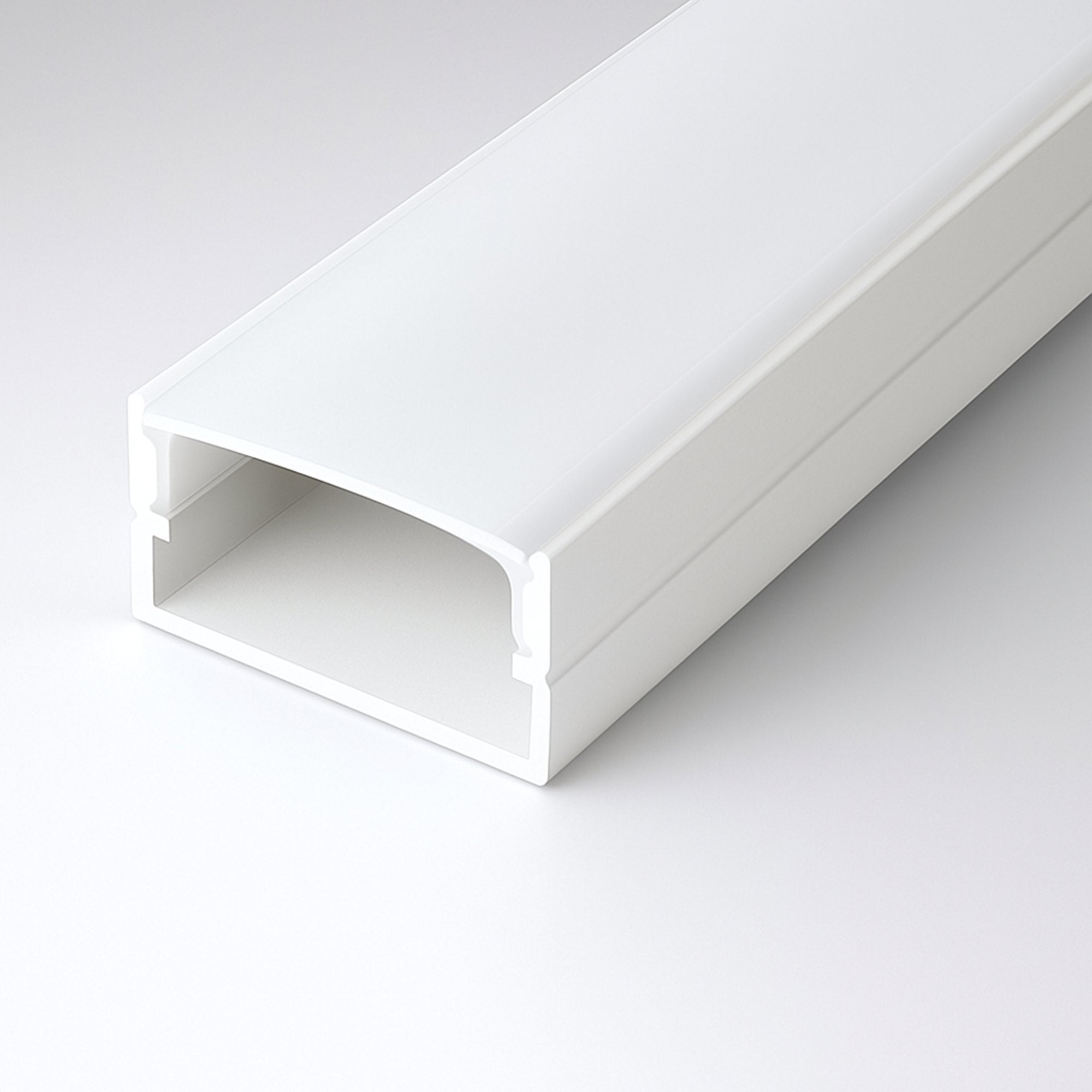 Perfil tira LED de superficie con difusor - 20x10mm - Tira LED ≤15mm - 2 metros - 0.65mm - 21g/m