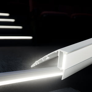 Perfil tira LED para escaleras - 54mm - Con difusor - 2 metros - 1mm - 360g/m (5)