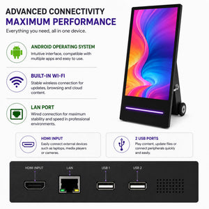 Display publicitario portátil 43'' para interior con ruedas y batería - LCD Full HD (4)