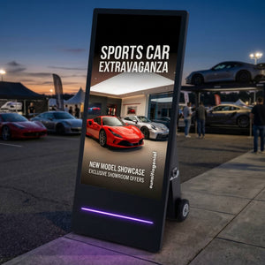 Display publicitario portátil 43'' exterior - LCD full HD - Con ruedas y batería (2)