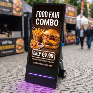 Display publicitario portátil 43'' exterior - LCD full HD - Con ruedas y batería - Barcelona Led-Signage