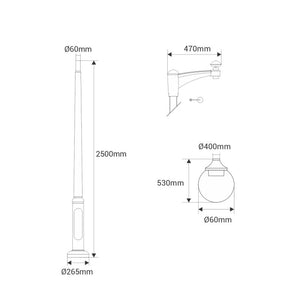 Poste de luz exterior "GLOBE 400 MODERN DOWN" Fumagalli - 4 opciones - E27 (7)