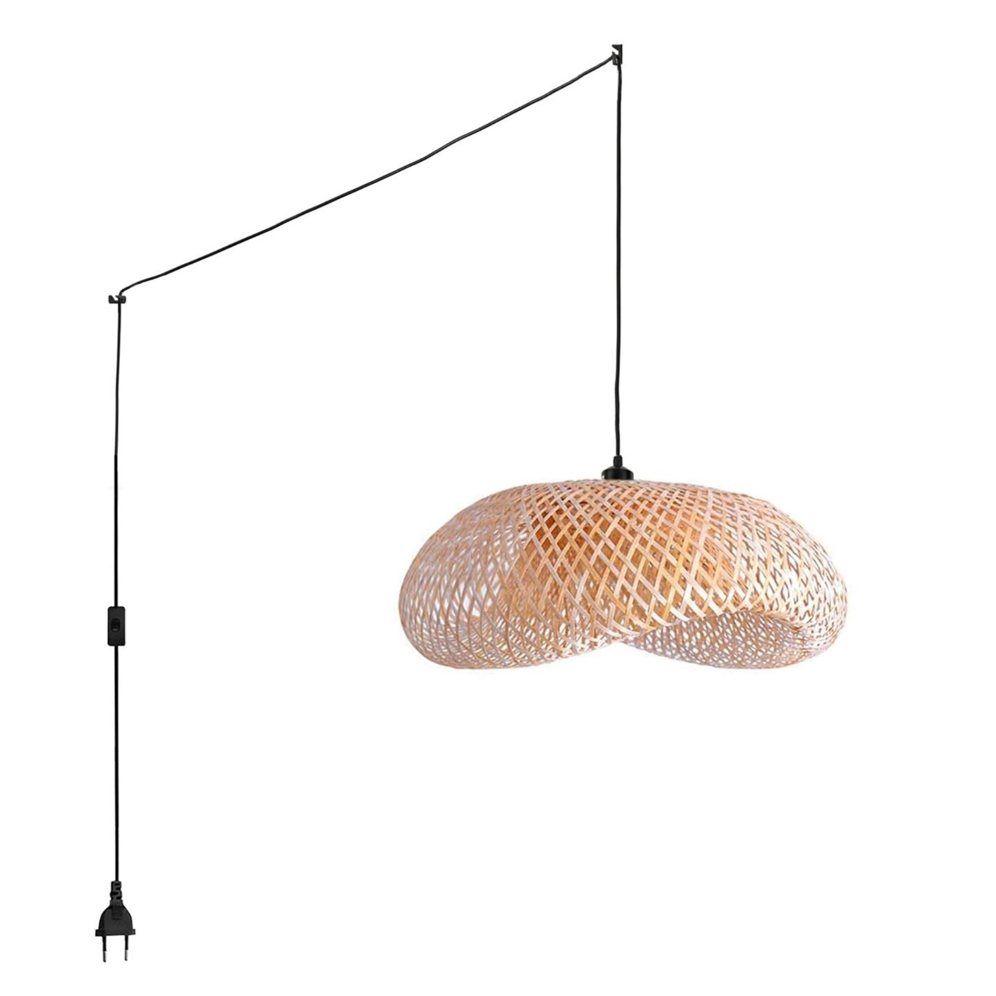 Lampara colgante de mimbre "Vimet Lite" con interruptor y enchufe