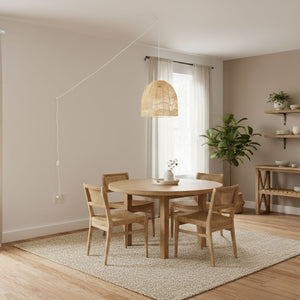 Lámpara colgante de mimbre "NORMA" - Ø45cm - Con interruptor y enchufe - E27 - Barcelona Led-Decoración