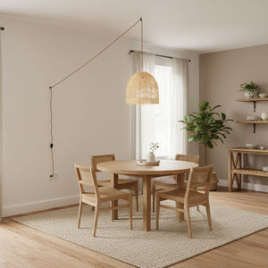Lámpara colgante de mimbre "NORMA" - Ø45cm - Con interruptor y enchufe - E27 - Barcelona Led-Decoración