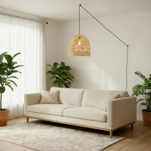 Lámpara colgante de mimbre "NORMA" - Ø45cm - Con interruptor y enchufe - E27 - Barcelona Led-Decoración