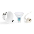 KIT Aro empotrable fijo Ø93mm + Bombilla GU10 5,4W + Portalámparas 2