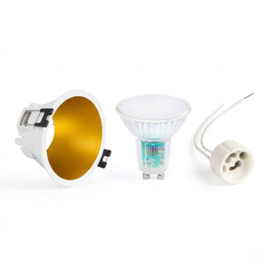 KIT Aro empotrable fijo Ø93mm + Bombilla GU10 5,4W + Portalámparas (15)