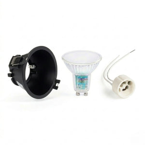 KIT Aro empotrable fijo Ø93mm + Bombilla GU10 5,4W + Portalámparas (36)