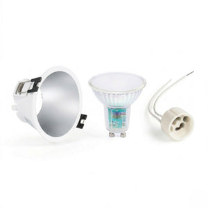 KIT Aro empotrable fijo Ø93mm + Bombilla GU10 5,4W + Portalámparas (22)