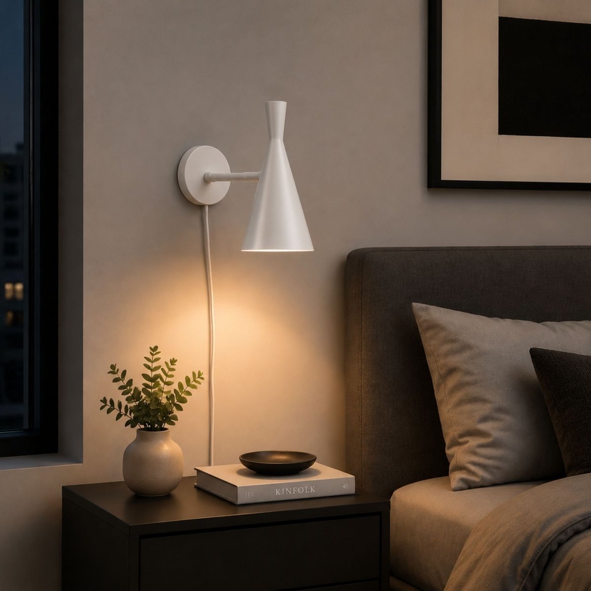 Aplique de pared escandinavo orientable 330° con interruptor y enchufe - Barcelona Led-Decoración
