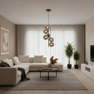Lámpara colgante con esferas de cristal "ROMEE" - 6 x G9 - Barcelona Led-Decoración
