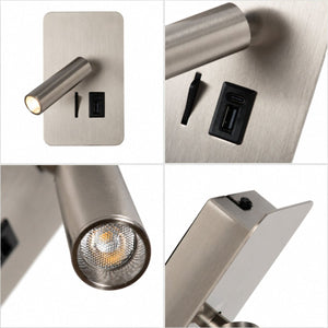 Aplique de pared "ALIX" - 3W - 2600K - USB+USB-C - Instalación superficie | | Barcelona Led