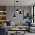 Metal and wood triple pendant light -
