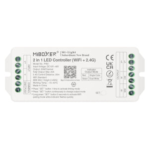 Controlador tira LED 2 en 1 - Monocolor/Dual White - 12/48VDC - 20A - 2.4G - WiFi - Milight