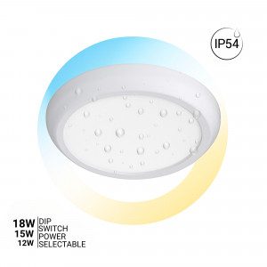 Plafón LED CCT circular - 12W/15W/18W - Potencia ajustable - Superficie o empotrado - IP54