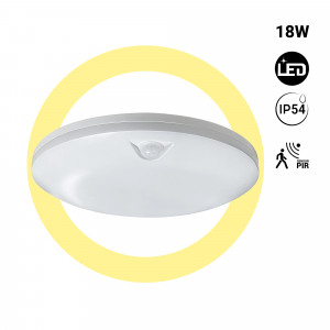 Plafón LED circular con sensor PIR - 18W - Superficie - IP54