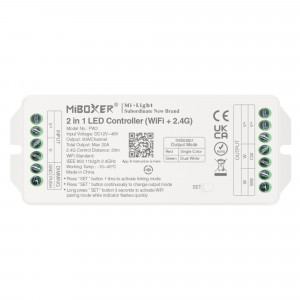 Controlador tira LED 2 en 1 - Monocolor/Dual White - 12/48VDC - 20A - 2.4G - WiFi - Milight