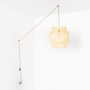 Lámpara colgante de mimbre "JENSEN" - Ø50cm - Con interruptor y enchufe - E27