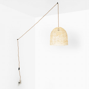 Lámpara colgante de mimbre "NORMA" - Ø45cm - Con interruptor y enchufe - E27