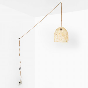 Lámpara colgante de mimbre "NORMA" - Ø35cm - Con interruptor y enchufe - E27