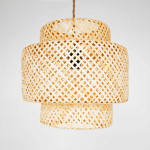 Lámpara colgante de mimbre "JENSEN" - Ø40cm - Con interruptor y enchufe - E27