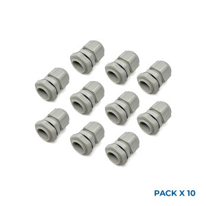 Pack x 10 - Prensaestopas PG11 con tuerca - Poliamida