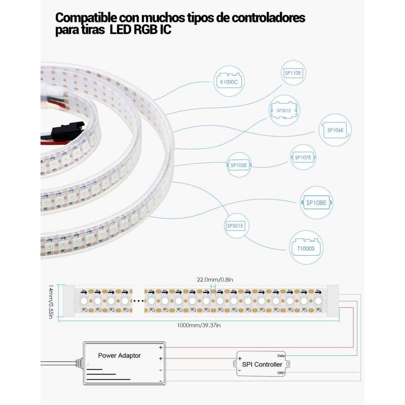 IluminaShop Kit Tira LED para TV / Monitor 12W 5V 60LED IP65 RGB