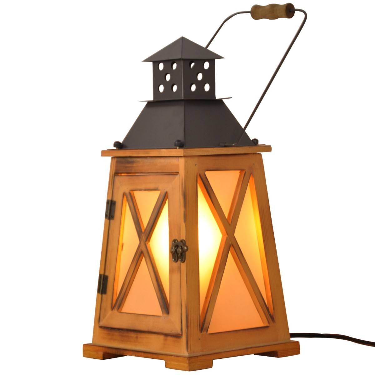 Lámpara de mesa farol de madera "GOBEL"