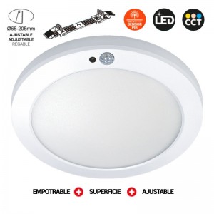 Plafón LED universal multifunción con Sensor, CCT, ajustable, etc 18W