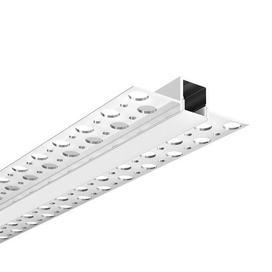 Perfil de aluminio de 2 m empotrable en yeso para tira de LED cubierta mate Alfa Mini 