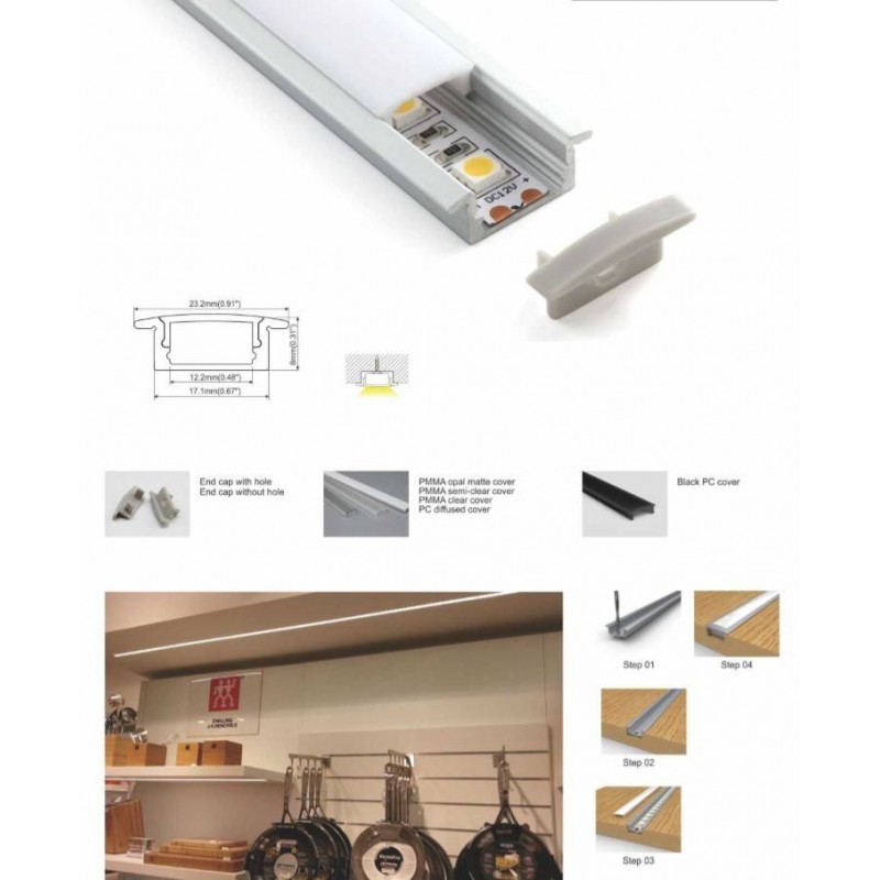 perfil de aluminio empotrable