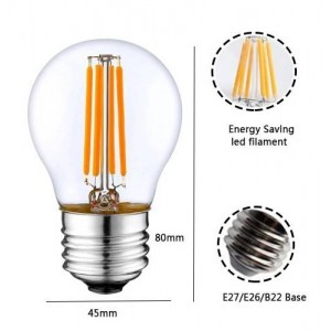 Bombilla LED esférica de filamento E27 5W G45