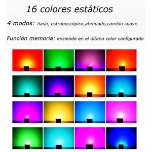 Foco proyector LED RGB 30W IP65 con mando 24 teclas y estaca