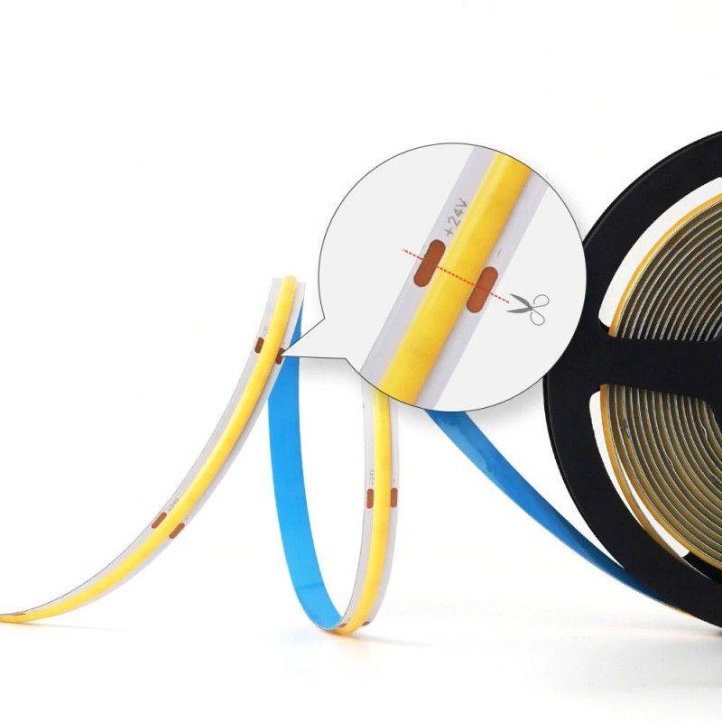 Tira LED COB 24V-DC 12W/m 8mm IP20 - Rollo de 5 METROS