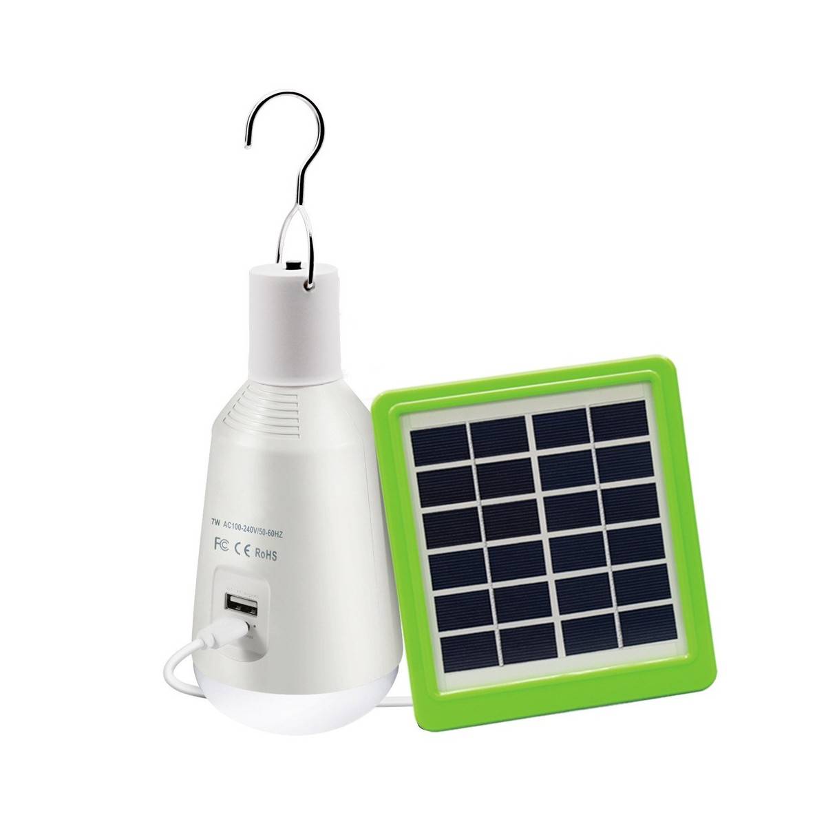 Bombilla LED Multi-funcional con Panel Solar 7W 8000ºK