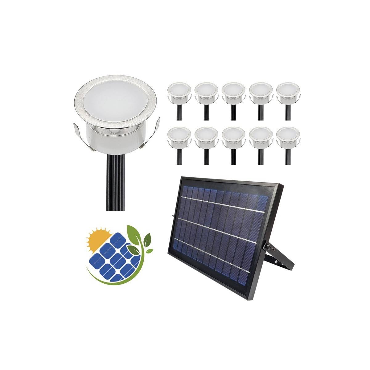 Pack 10 Balizas solares LED empotrables con Panel Solar