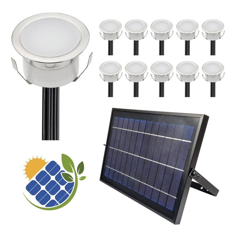 Pack 10 Balizas solares LED empotrables con Panel Solar