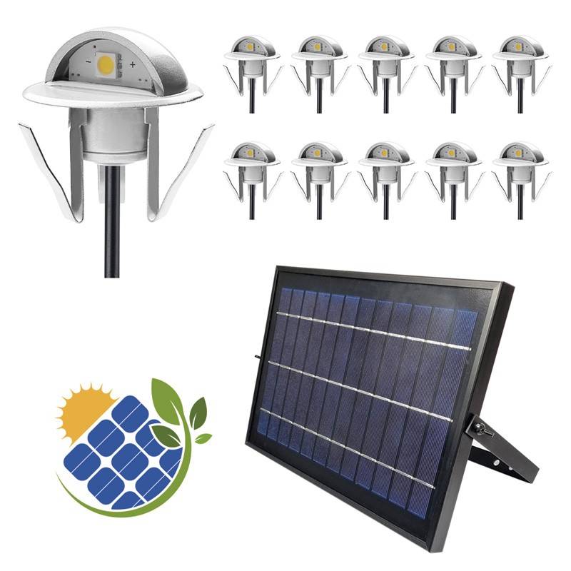 10 Balizas LED empotrables en suelo con Panel Solar IP67 12V-DC