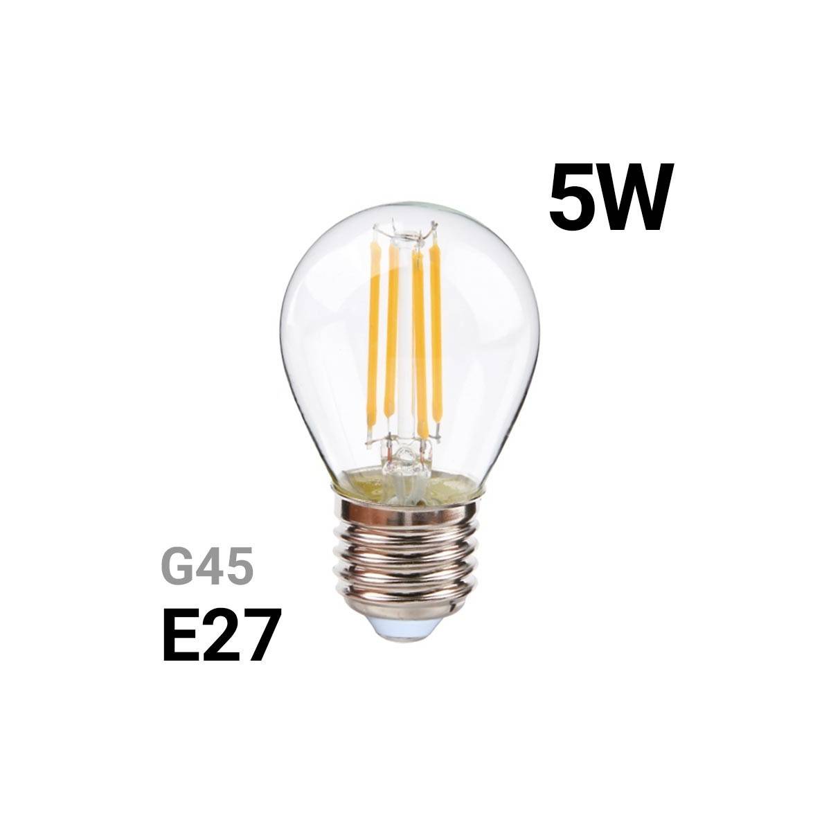 Bombilla LED esférica de filamento E27 5W G45