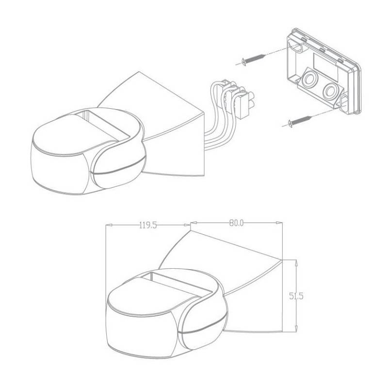 Sensor de movimiento PIR de superficie 180°- IP65 (exterior)