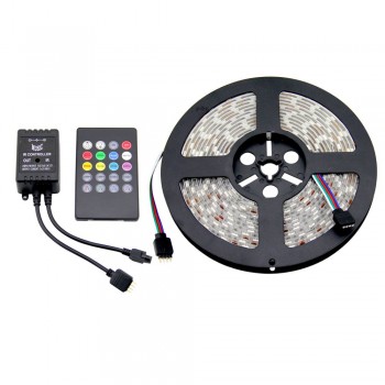 KIT TIRA LED MUSICAL 5M RGB, FUENTE DE ALIMENTACIÓN 12V, CONTROLADOR MUSICAL 24 TECLAS KIT TIRA LED MUSICAL 5M RGB, FUENTE DE ALIMENTACIÓN 12V, CONTROLADOR MUSICAL 24 TECLAS