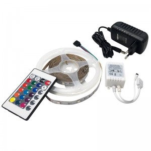 Kit tira LED RGB 5m con fuente, mando y controlador