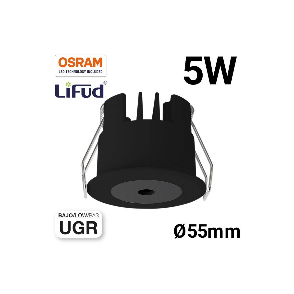 Downlight mini empotrable LED 5W Bajo UGR 55x43,1mm