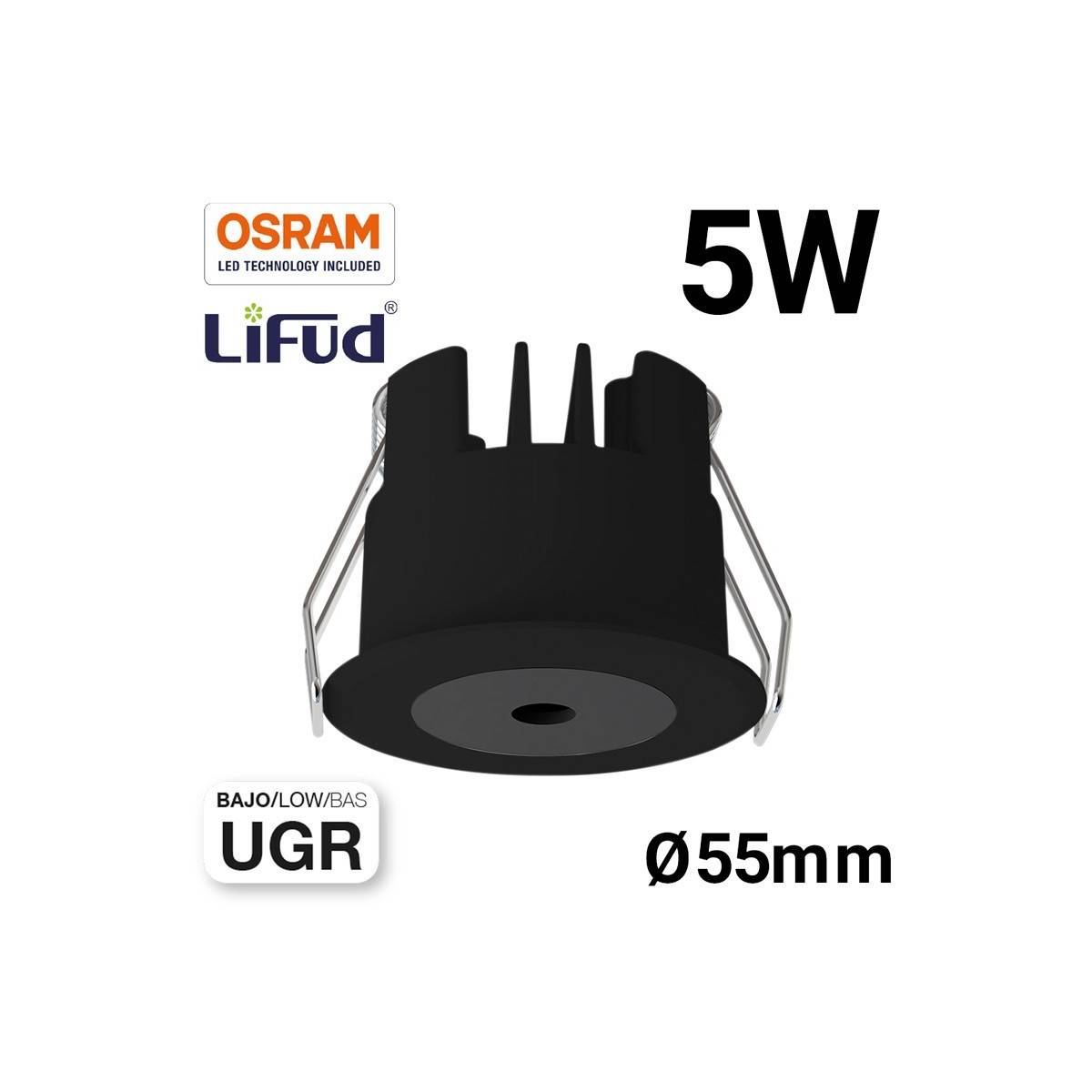 Downlight mini empotrable LED 5W Bajo UGR 55x43,1mm